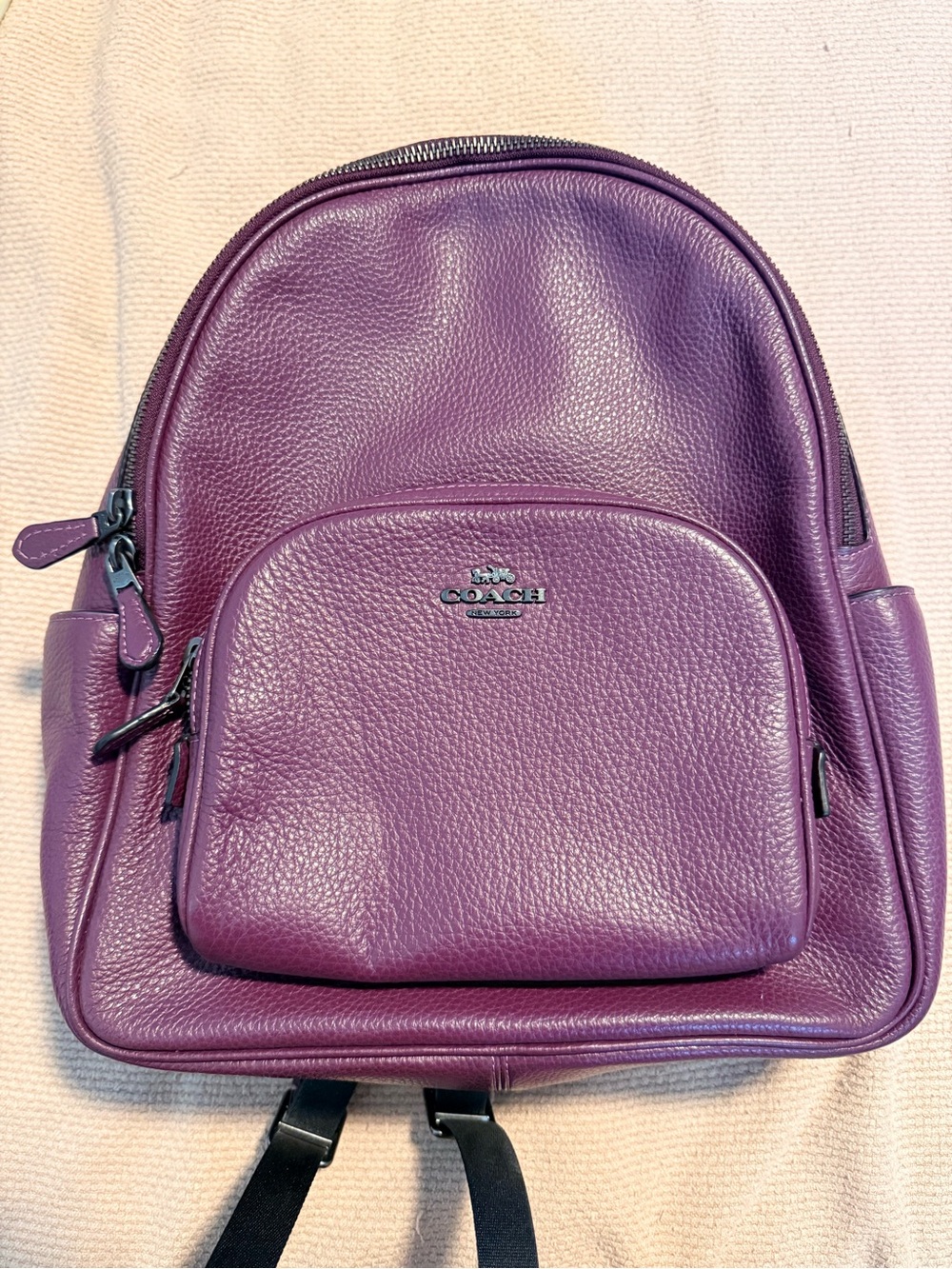 Coach Plum/Dark Purple Pebbled Leather Medium Backpack Purse